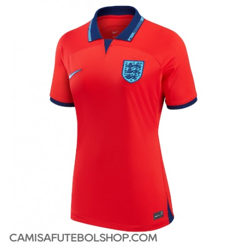 Camisa de time de futebol Inglaterra Replicas 2º Equipamento Feminina Mundo 2022 Manga Curta